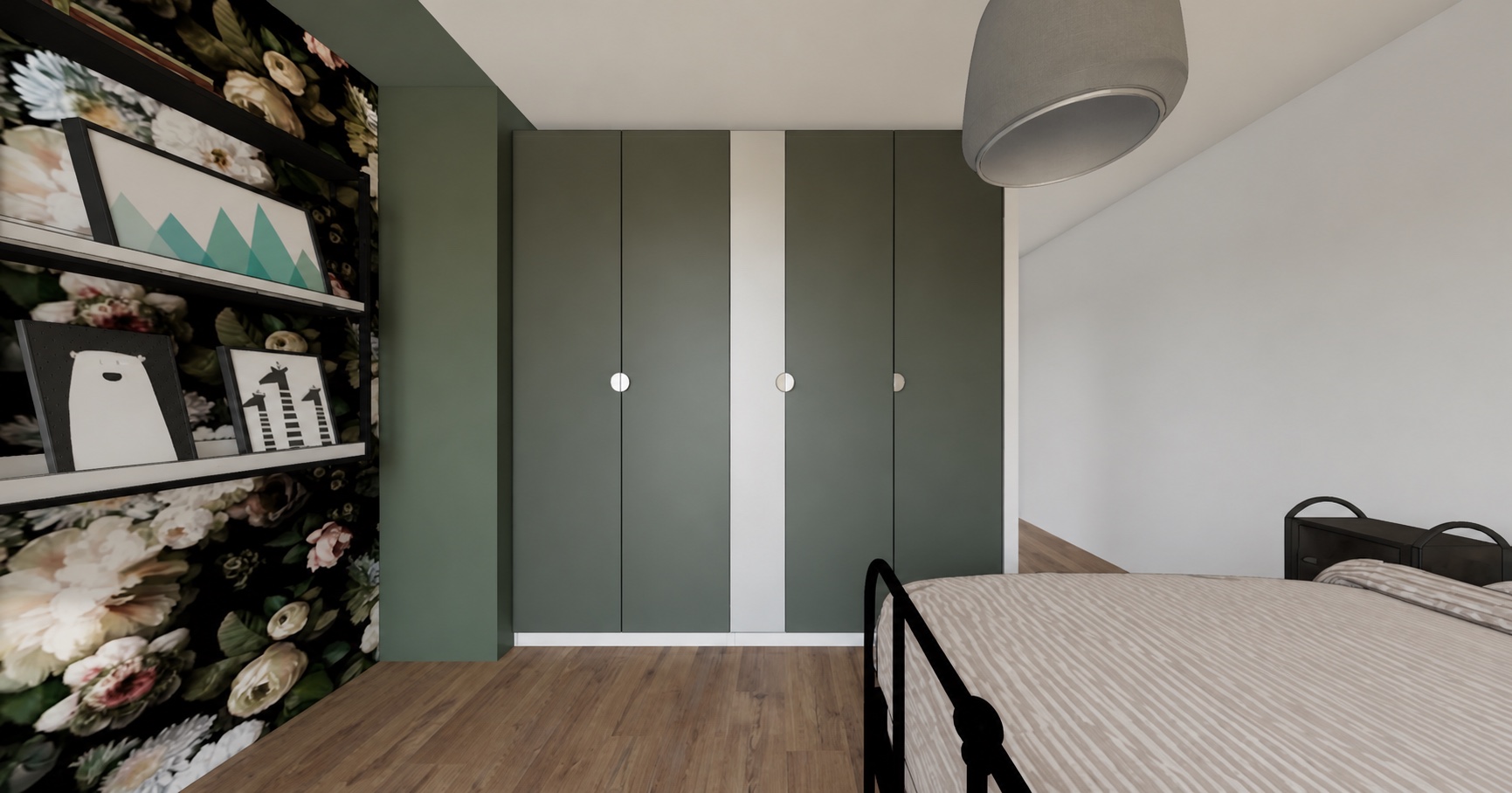Projection photoréaliste de conception — chambre parentale, proposition 2 rangements