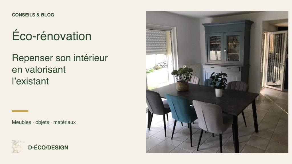 Éco-rénovation : repenser son intérieur en valorisant l’existant. Meuble de famille conservé dans le séjour aménagé à Cholet.